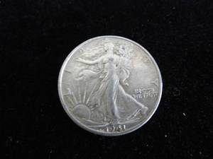 lot 41 image: Walking Liberty Half Dollar 1941