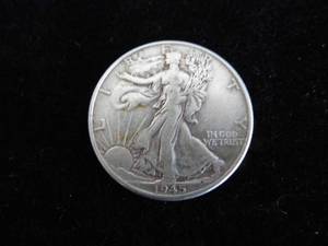 lot 47 image: Walking Liberty Half Dollar 1945