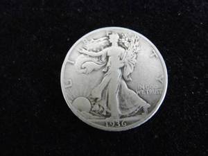 lot 60 image: Walking Liberty Half Dollar 1936