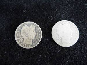 lot 72 image: Lot of 2 Barber Quarters