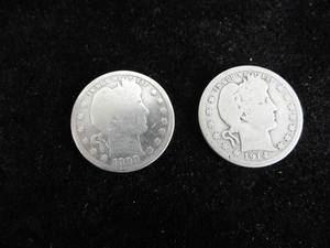lot 73 image: Lot of 2 Barber Quarters