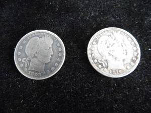 lot 74 image: Lot of 2 Barber Quarters