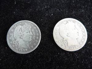 lot 75 image: Lot of 2 Barber Quarters