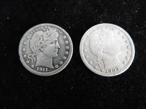 lot 78 image: Lot of 2 Barber Quarters