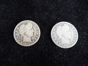 lot 81 image: Lot of 2 Barber Quarters