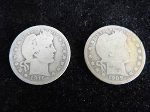 lot 82 image: Lot of 2 Barber Quarters