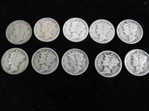 lot 88 image: Lot of 10 Mercury Dimes
