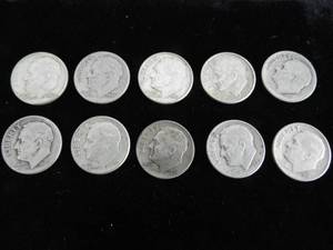 lot 95 image: Lot of 10 Roosevelt Dimes