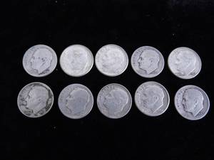 lot 96 image: Lot of 10 Roosevelt Dimes