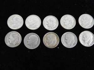 lot 97 image: Lot of 10 Roosevelt Dimes