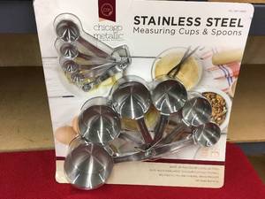 lot 492 image: 12 Pc. Chicago Metallic Stainless Steel Measuring Cups & Spoons, Retail $14.99