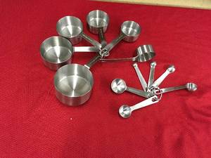 lot 501 image: 12 Pc. Chicago Metallic Stainless Steel Measuring Cups & Spoons, Retail $14.99