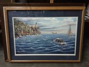 Ken Zylla Split Rock Lighthouse Signed Print Professionally Framed 40x30