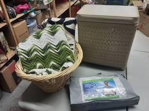 Wicker Hamper, My Pillow Travel Size, Wicker Basket With Afghan