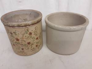 2 Crocks 1-Painted 8, 1- Plain 7