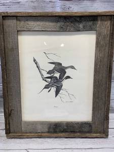 lot 57 image: Vintage Apple Crate Framed Duck Art