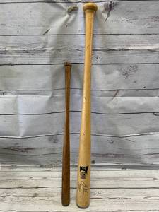 lot 59 image: Antique Baseball Bat & Joe Mauer Promo Bat