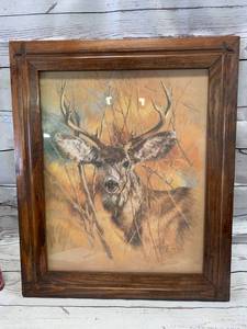 lot 85 image: Framed Buck Print 20 x 24