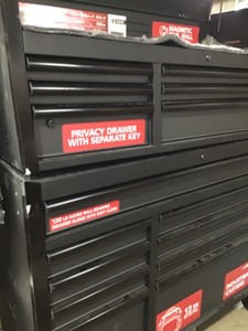 lot 9 image: Husky Heavy-Duty 52 in. W 15-Drawer, Deep Combination Tool Chest and Rolling Cabinet Set in Matte Black damage see description