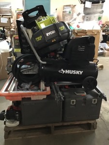 lot 28 image: Pallet with assorted tools not tested some maybe missing parts