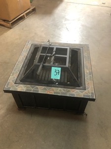 lot 37 image: Hampton Bay  30 in. Square Steel Wood Burning Fire Pit Table whit small damage on the side