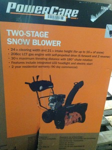 lot 25 image: PowerCare-24-in-Two-Stage-Gas-Snow-Blower-with-Electric-Start-and-Headligh Not used