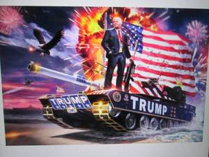 3 ft x 5 ft Patriotic Trump on Tank...
