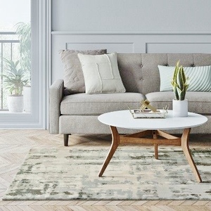 lot 46 image: WOW New Out Of Package Gorgeous Very Large 9x12 Marble Blue & Grey Area Rug - Made In Belgium