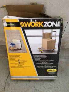 lot 60 image: NEW - OPEN BOX WORKZONE FOLDING EXTENDABLE CART HAND TRUCK -&nbspSOFT GRIP HANDLE EXTENDS AND SO DOES PLATFORM - LOCKING WHEELS