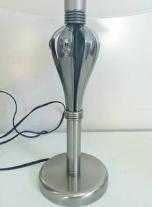 lot 53 image: Vintage Art Deco Chrome & Milk Glass Shade Table Lamp - Great Working Condition - See Pictures
