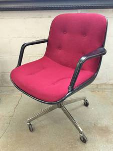 lot 3 image: VINTAGE 1970S KNOLL POLLACK STYLE CHROME TUFTED EXECUTIVE ARM CHAIR - GREAT CONDITION