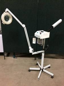 lot 17 image: MSRP $650&nbspParagon Portable Facial Vaporizer and Magnifying Lamp Combo - Excellent Working Condition - Missing a wheel at base