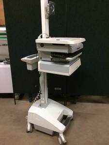 lot 19 image: WOW MSRP $4000&nbspErgotron SV32-91211 StyleView PHD LCD Cart with 1 Drawer and Powered UP DOWN MOTION - DRAWERS ARE LOCKED AND HAVE NOT FOUND KEY YET. (electronics not included)