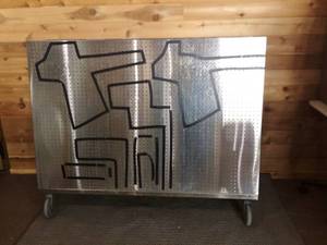lot 89 image: WOW MSRP $1800 Logiquip Medical&nbspLocBoard Rolling Stainless-Steel A FRAME PEGBOARD Tool Instrument STORAGE Cart  - Double-Sided On Wheels  Great Condition