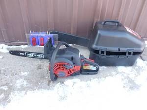 Craftsman 16 chainsaw with case. Looks nearly new. Tested & works. As shown.