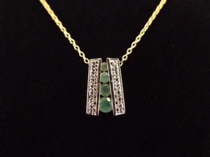 .925 Sterling Silver Diamond Accented Emerald Vermeil Pendant Necklace