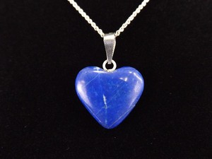 .925 Sterling Silver Blue Lapis Lazuli Heart Pendant Necklace