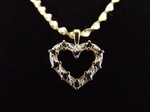 .925 Sterling Silver Diamond Accented Black Sapphire Vermeil Pendant Necklace