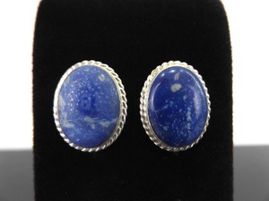 .925 Sterling Silver Lapis Lazuli Post Earrings