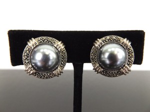 .925 Sterling Silver Judith Jack Art Nouveau Pearl Clip Earrings