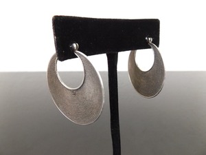 .925 Sterling Silver Mesh Hoop Hook Latch Earrings