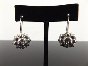 .925 Sterling Silver Sun Face Hook Clasp Earrings