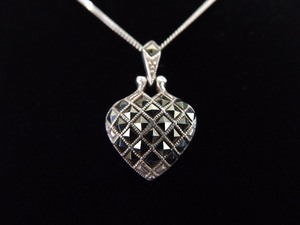 .925 Sterling Silver Art Nouveau Heart Pendant Necklace