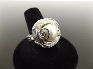 .925 Sterling Silver Pearl Nest Ring Size 7.5