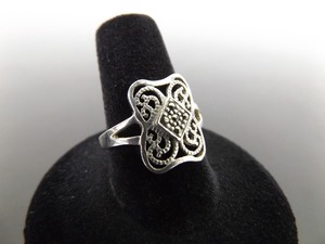.925 Sterling Silver Art Nouveau Scrolled Ring Size 8.5