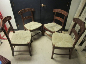 SOLID WOOD CHAIRS WITH DECORATIVE LEAF AND ACORN DETAIL
