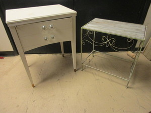 SEWING MACHINE ACCENT TABLESTORAGE CABINET, DECORATIVE METAL FRAME TABLE