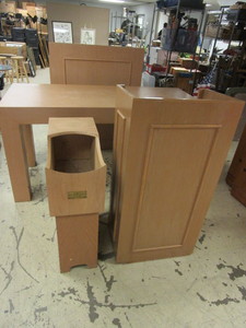 SOLID OAK INSTITUTIONALCHURCH FURNITURE, COMMUNION TABLE, LECTERN, BAPTISMAL FONT