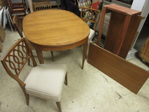 SOLID WOOD DINING TABLE AND CHAIRS, CRAFTED BY WATERTOWN TABLE SLIDE CORP.