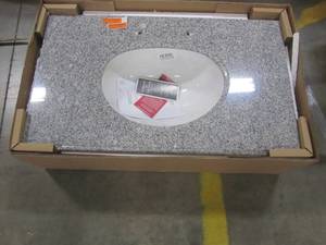 lot 65 image: Home Decorators Collection 37 in. W x 22 in. D Stone Effects Vanity Top in Mineral Gray with White Sink SE37O-MG